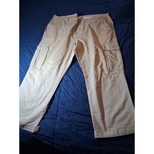 Y2K Old Navy Loose Cargo Pants Men's 42x30 Khaki 100% Cotton Utility Workwear